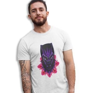 Pure Cotton Bio-Washed Chest Printed T-Shirt – Superhero Series – Black Panther Design 2 – by ZingerTees-Unisex-EL9120577