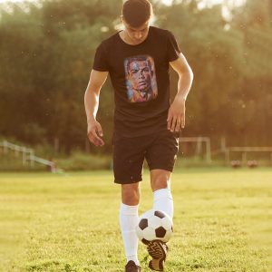 Pure Cotton Bio-Washed Chest Printed T-Shirt – Football Series – CR7 The Artistic Legend – by ZingerTees-Unisex-EL9120590