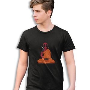 Pure Cotton Bio-Washed Chest Printed T-Shirt – Superhero Series – The Zen Deadpool Design – by ZingerTees-Unisex-EL9120578