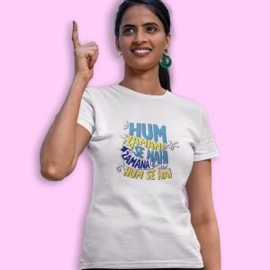 Pure Cotton Bio-Washed Chest Printed T-Shirt – Funny Tees – Hum Zamane Se Nahi Design 7 – by ZingerTees-Unisex-EL9120625