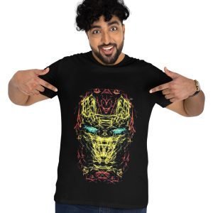 Pure Cotton Bio-Washed Chest Printed T-Shirt – Superhero Series – Iron Man Arc Reactor Vision Design – by ZingerTees-Unisex-EL9120580