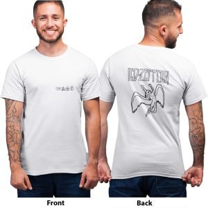 Pure Cotton Bio-Washed Chest Printed T-Shirt – Rock Music – Tribute to Led Zeppelin Design 3 – by ZingerTees-Unisex-EL9120616