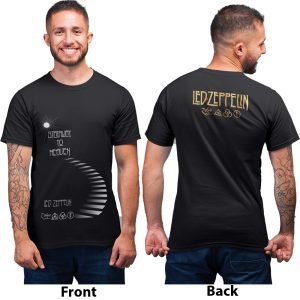 Pure Cotton Bio-Washed Chest Printed T-Shirt – Rock Music – Tribute to Led Zeppelin Design 5 – by ZingerTees-Unisex-EL9120618