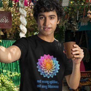 Pure Cotton Bio-Washed Chest Printed T-Shirt – Mandala Design with Inspirational Ancient Indian Vedic Quotes – 15 – by ZingerTees-Unisex-EL9120581